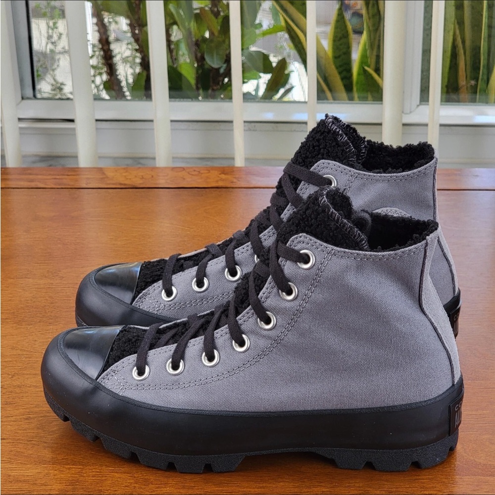 Converse Women's CTAS Lugged Hi Canvas Sherpa 573066C Mason Gray/Black - Picture 11 of 15